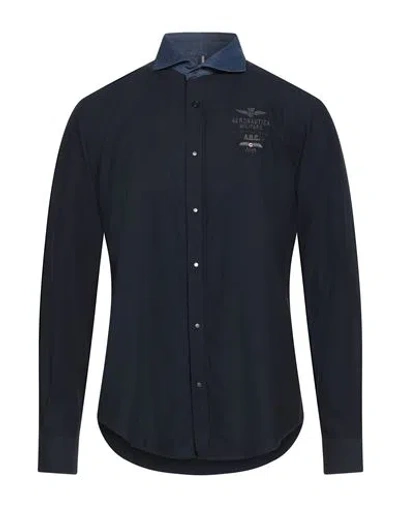 Aeronautica Militare Man Shirt Navy Size L Cotton In Black