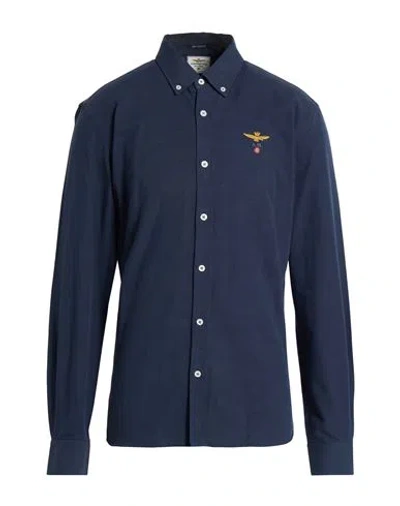 Aeronautica Militare Man Shirt Navy Size Xxl Cotton In Blue