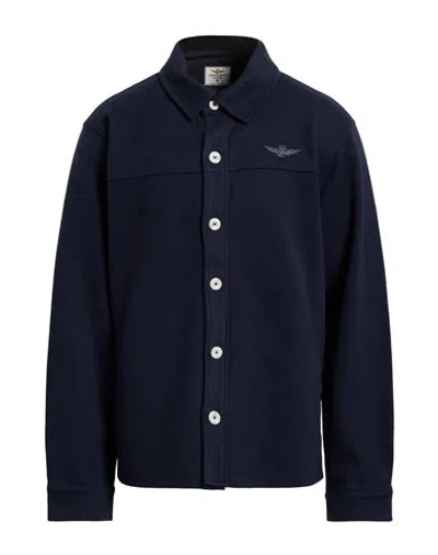 Aeronautica Militare Man Shirt Navy Size Xxl Polyester, Cotton, Elastane In Blue