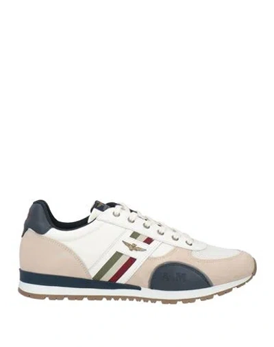 Aeronautica Militare Man Sneakers Cream Size 11 Leather, Textile Fibers In White