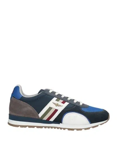 Aeronautica Militare Man Sneakers Navy Size 11 Leather, Textile Fibers In Blue