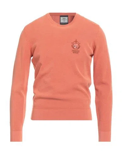 Aeronautica Militare Man Sweater Orange Size Xl Cotton, Lyocell