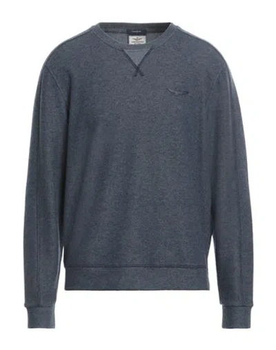 Aeronautica Militare Man Sweater Slate Blue Size 3xl Polyester, Cotton In Gray