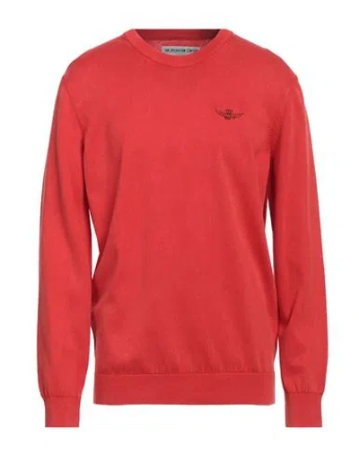 Aeronautica Militare Man Sweater Tomato Red Size 3xl Cotton