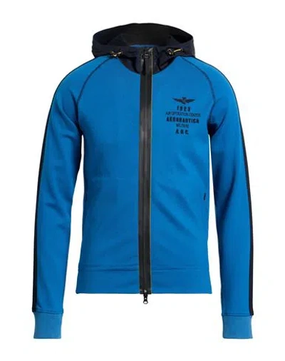 Aeronautica Militare Man Sweatshirt Azure Size S Viscose, Nylon, Elastane In Blue