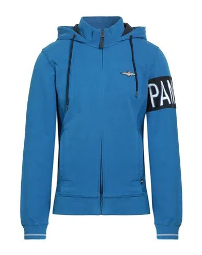 Aeronautica Militare Man Sweatshirt Azure Size Xl Cotton, Elastane In Blue