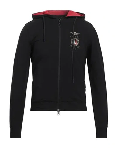 Aeronautica Militare Man Sweatshirt Black Size S Cotton, Elastane