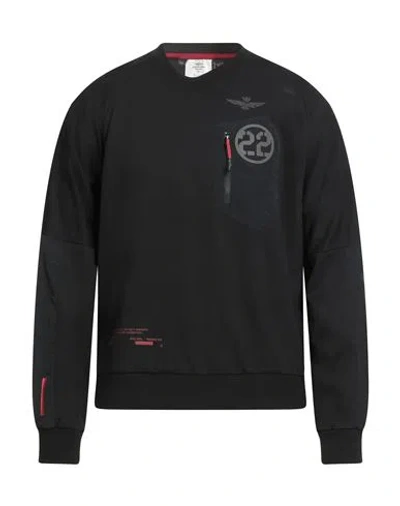 Aeronautica Militare Man Sweatshirt Black Size Xl Viscose, Polyamide, Elastane