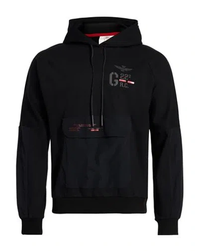 AERONAUTICA MILITARE AERONAUTICA MILITARE MAN SWEATSHIRT BLACK SIZE XXL VISCOSE, POLYAMIDE, ELASTANE, POLYESTER