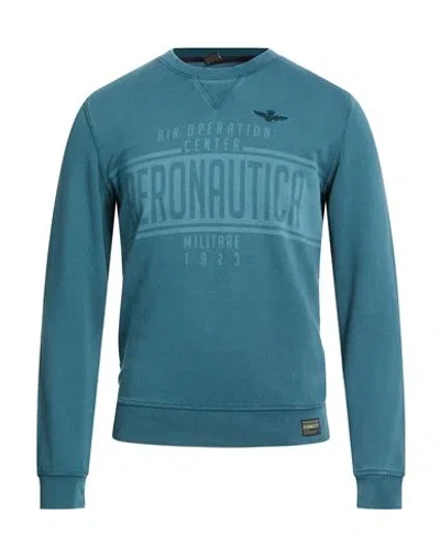 Aeronautica Militare Man Sweatshirt Deep Teal Size 3xl Cotton In Blue
