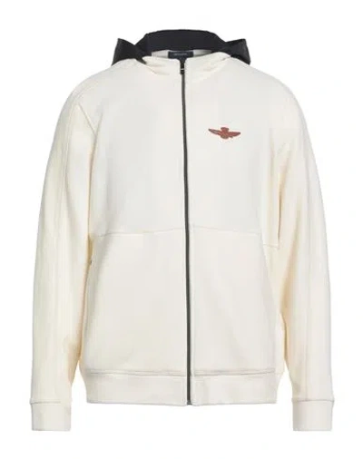 Aeronautica Militare Man Sweatshirt Ivory Size Xl Polyester, Cotton In White