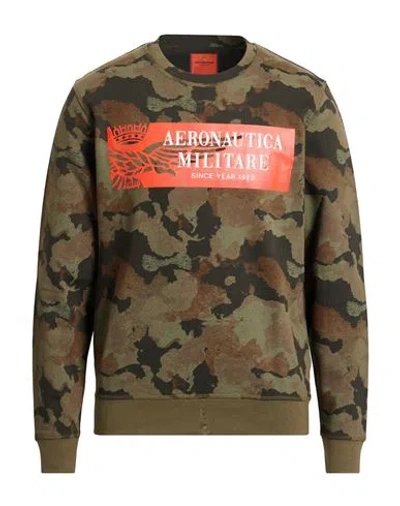 Aeronautica Militare Man Sweatshirt Military Green Size 3xl Cotton, Polyester In Brown