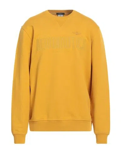 Aeronautica Militare Man Sweatshirt Mustard Size Xxl Cotton In Yellow