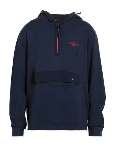 Aeronautica Militare Man Sweatshirt Navy Blue Size Xxl Viscose, Nylon, Elastane