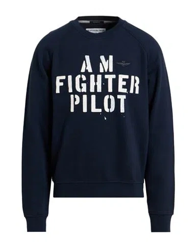 Aeronautica Militare Man Sweatshirt Navy Size Xxl Cotton In Blue