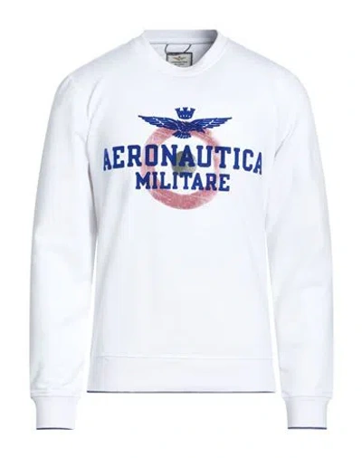 Aeronautica Militare Man Sweatshirt White Size M Cotton, Elastane