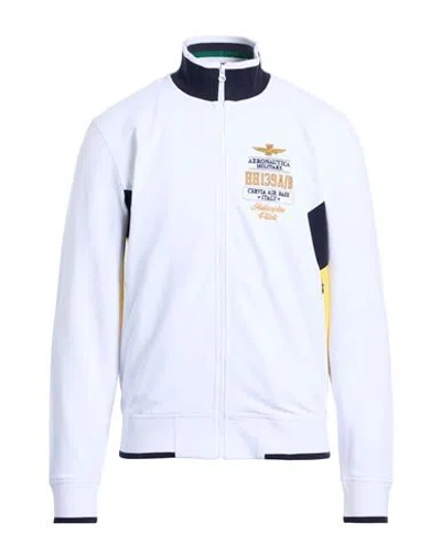 Aeronautica Militare Man Sweatshirt White Size Xl Cotton, Elastane