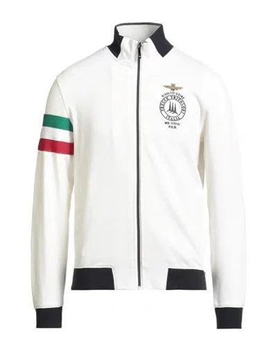 Aeronautica Militare Man Sweatshirt White Size Xl Cotton, Polyester In Neutral