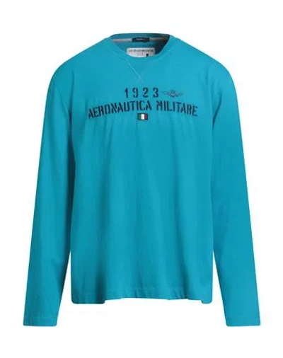 Aeronautica Militare Man T-shirt Azure Size Xl Cotton In Blue