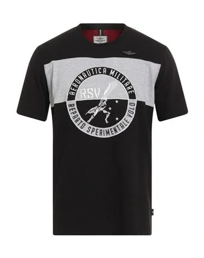 Aeronautica Militare Man T-shirt Black Size L Cotton, Elastane