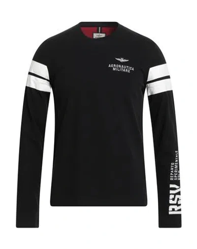 Aeronautica Militare Man T-shirt Black Size M Cotton, Elastane