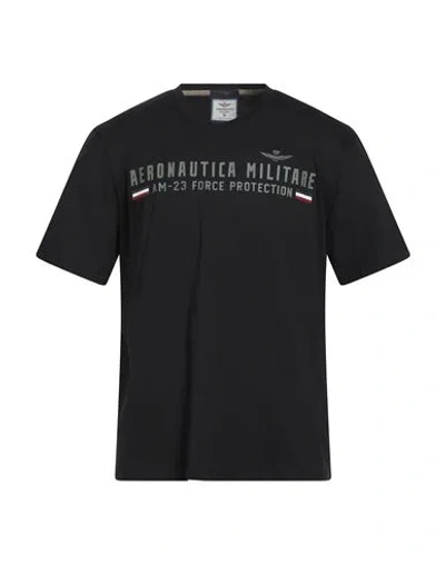 Aeronautica Militare Man T-shirt Black Size Xl Cotton In Blue