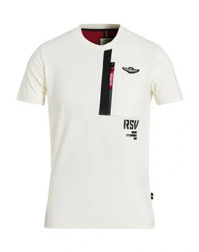 Aeronautica Militare Man T-shirt Ivory Size L Cotton, Elastane In White