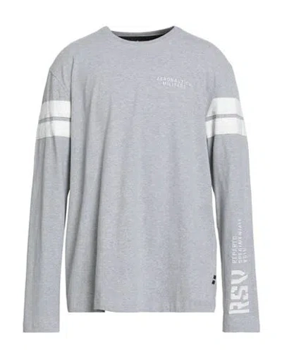 Aeronautica Militare Man T-shirt Light Grey Size 3xl Cotton, Elastane In Gray