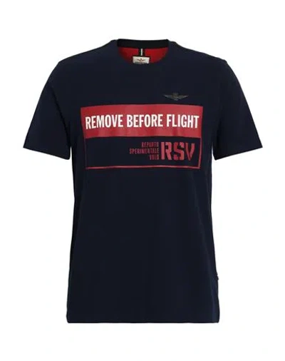 Aeronautica Militare Man T-shirt Midnight Blue Size L Cotton, Elastane