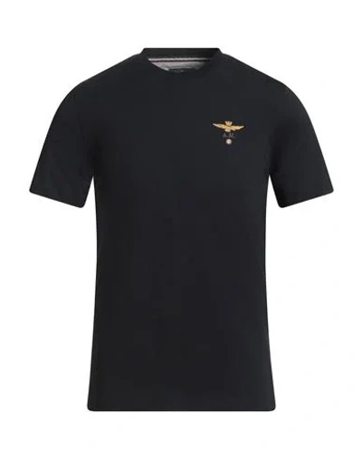 Aeronautica Militare Man T-shirt Midnight Blue Size M Cotton In Black
