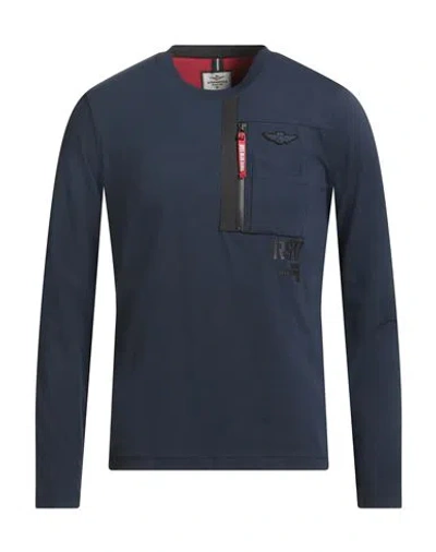 Aeronautica Militare Man T-shirt Midnight Blue Size Xl Cotton, Elastane