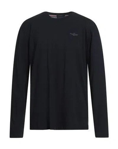 Aeronautica Militare Man T-shirt Midnight Blue Size Xxl Cotton, Elastane In Black
