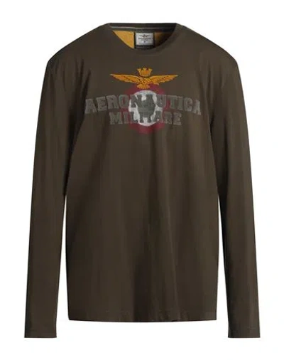 Aeronautica Militare Man T-shirt Military Green Size 3xl Cotton In Brown