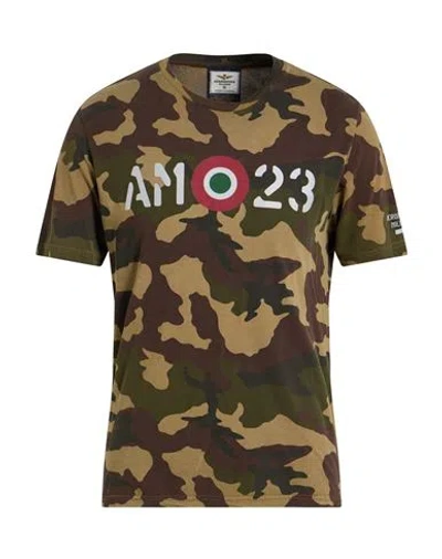 Aeronautica Militare Man T-shirt Military Green Size M Cotton In Brown