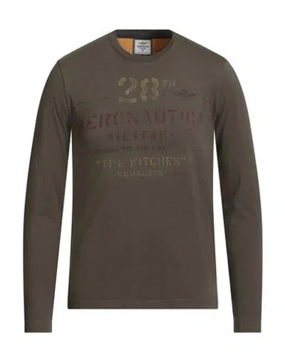 Aeronautica Militare Man T-shirt Military Green Size S Cotton In Brown