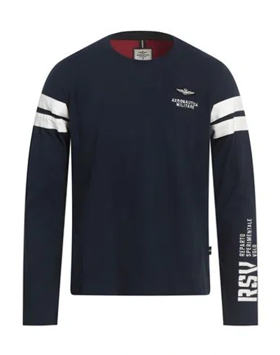 Aeronautica Militare Man T-shirt Navy Size Xxl Cotton, Elastane