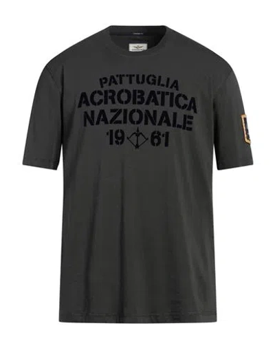 Aeronautica Militare Man T-shirt Steel Grey Size L Cotton In Green