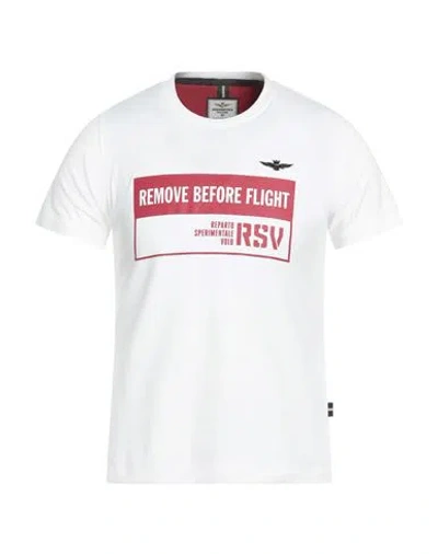 Aeronautica Militare Man T-shirt White Size M Cotton, Elastane