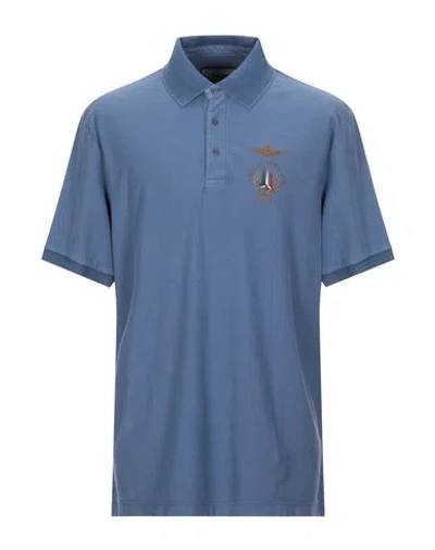 Aeronautica Militare Polo Shirts In Pastel Blue