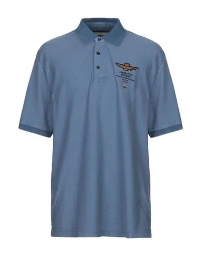 Aeronautica Militare Polo Shirts In Slate Blue