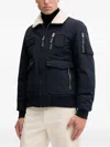Aeronautica Militare Shearling-collar Multi-pocket Bomber Jacket In Blue