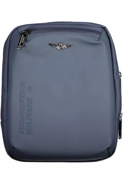Aeronautica Militare Sleek Blue Shoulder Bag With Laptop Compartment In Black
