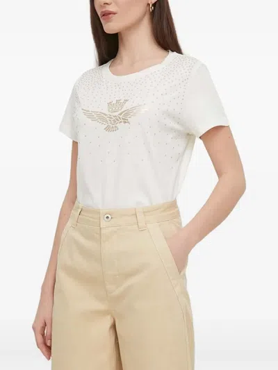 Aeronautica Militare Stud-embellished T-shirt In White