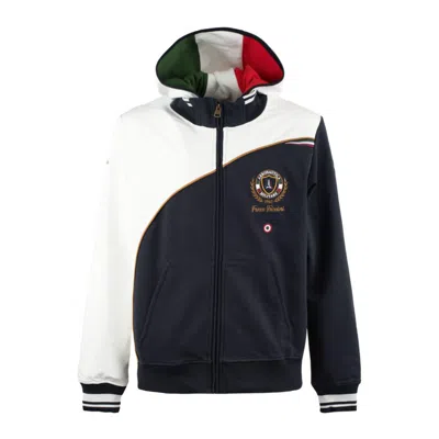 Aeronautica Militare Sweatshirt Color-block Removable Hood In White, Blue