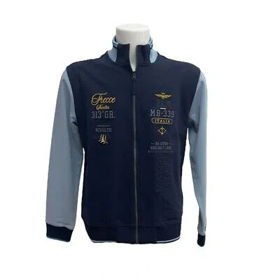 Pre-owned Aeronautica Militare Sweatshirt With Zip Man  Fe1879 Blue Baby Embroidered Cotton