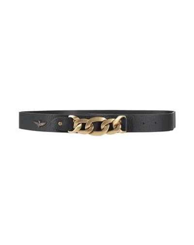 Aeronautica Militare Woman Belt Black Size 32 Cow Leather