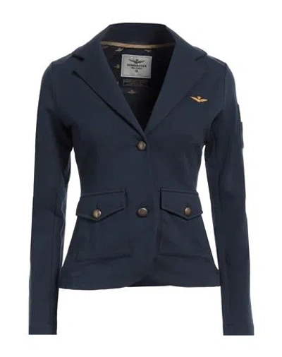 Aeronautica Militare Woman Blazer Navy Size 4 Cotton, Elastane In Blue