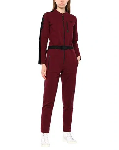 Aeronautica Militare Woman Jumpsuit Burgundy Size 6 Cotton, Elastane In Red