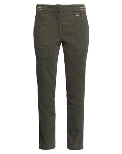 Aeronautica Militare Woman Pants Military Green Size 12 Cotton, Elastane