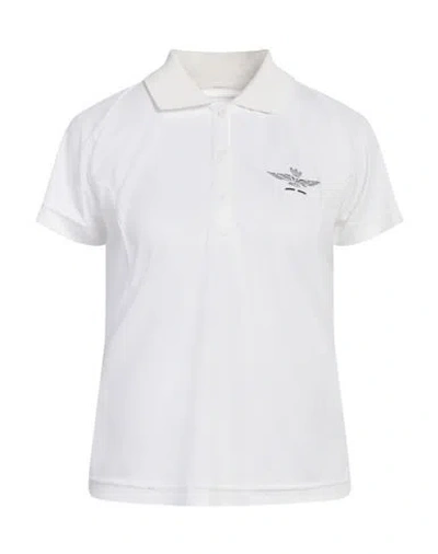 Aeronautica Militare Woman Polo Shirt White Size S Polyester
